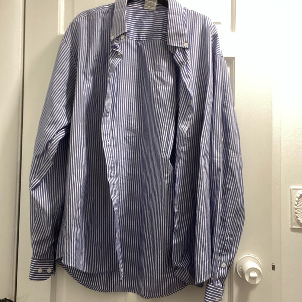Blue & White Pinstripe Button Down Shirt